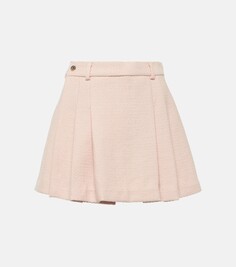 Мини-юбка bran со складками из смесовой шерсти The Mannei, розовый