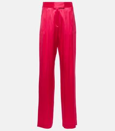 Широкие брюки из шелка с высокой посадкой The Sei, розовый