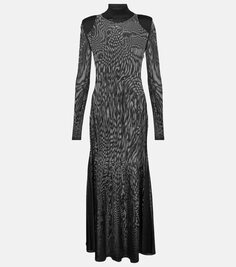 Платье макси из джерси с высоким воротником Tom Ford, черный