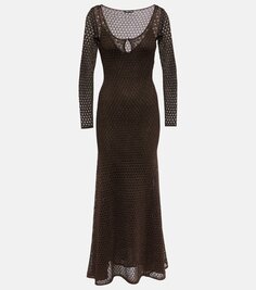 Платье макси с люрексом Tom Ford, коричневый