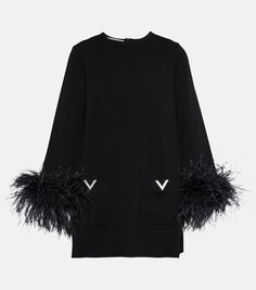 Блузка с перьями Valentino, черный