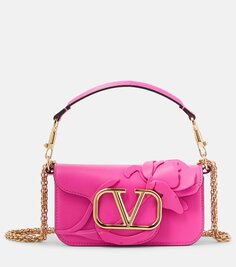 Locò маленькая кожаная сумка на плечо с аппликацией Valentino Garavani, розовый