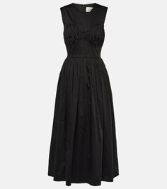Платье миди delphine из смесового хлопка со сборками Tove, черный