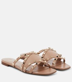 Кожаные шлепанцы rockstud Valentino Garavani, розовый