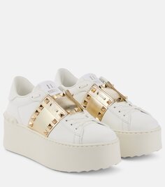 Кожаные кроссовки rockstud untitled на платформе Valentino Garavani, белый