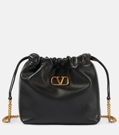 Кожаный клатч vlogo signature mini Valentino Garavani, черный