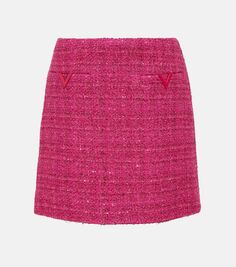 Твидовая мини-юбка Valentino, розовый