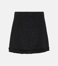 Украшенная твидовая мини-юбка Versace, черный