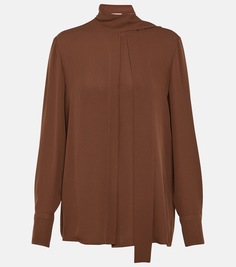 Блузка из шелкового жоржета Valentino, коричневый