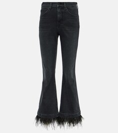 Расклешенные джинсы carson с высокой посадкой и отделкой перьями Veronica Beard, черный