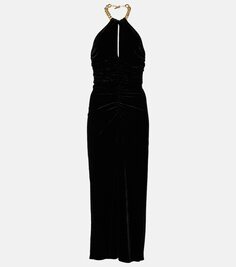 Бархатное платье миди josette с воротником-халтером Veronica Beard, черный