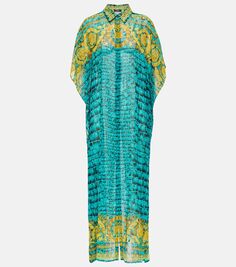 Пляжное платье из шифона barocco Versace, синий