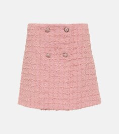 Мини-юбка из смесовой шерсти букле Versace, розовый