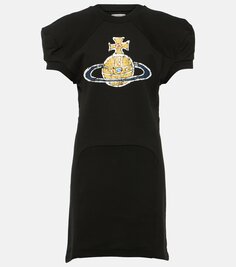 Платье-футболка из хлопкового джерси с принтом orb Vivienne Westwood, черный