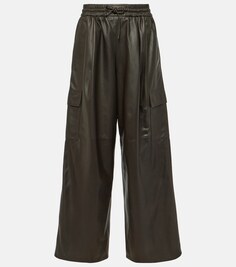 Кожаные брюки-карго Yves Salomon, коричневый
