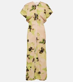 Платье миди с цветочным принтом Victoria Beckham, мультиколор