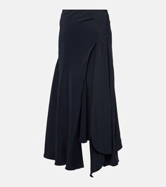 Асимметричная юбка миди с высокой посадкой Victoria Beckham, синий