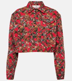 Укороченная джинсовая куртка с принтом Vivienne Westwood, мультиколор
