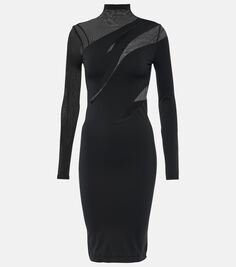 Прозрачное непрозрачное платье миди Wolford, черный