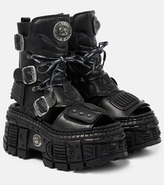 Кожаные ботинки на платформе Vetements, черный