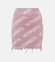 Мини-юбка с монограммой из смесовой шерсти Vetements, розовый