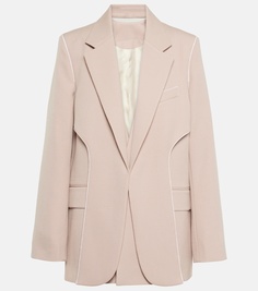 Асимметричный пиджак из смесовой шерсти Victoria Beckham, розовый