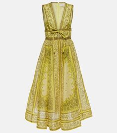 Платье свахи из льна и шелка Zimmermann, желтый