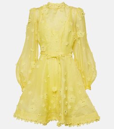 Мини-платье matchmaker из органзы с цветочным принтом Zimmermann, желтый