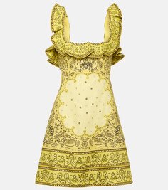 Льняное мини-платье matchmaker со сборками Zimmermann, желтый