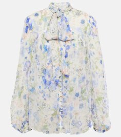 Блузка natura с цветочным принтом и воротником-стойкой Zimmermann, синий