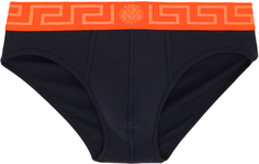 Темно-синие и оранжевые трусы с каймой Greca Versace Underwear