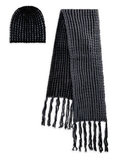 Комплект из 2 двухцветных шапок и шарфа La Fiorentina, цвет Black Grey