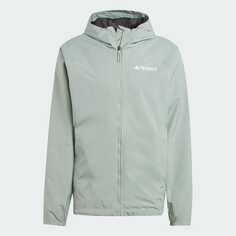 Куртка-дождевик Adidas Terrex Multi 2l, серебристо-зеленый