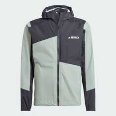 Куртка-дождевик Adidas Terrex Multi 2l, серебристо-зеленый/черный