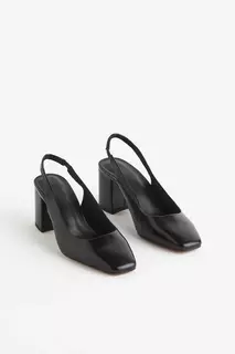 Туфли с открытой пяткой и каблуком H&amp;M, черный H&M