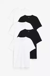 5 футболок slim fit H&amp;M, черный H&M