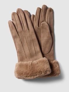 Перчатки из искусственного меха однотонного дизайна EEM, серо-коричневый