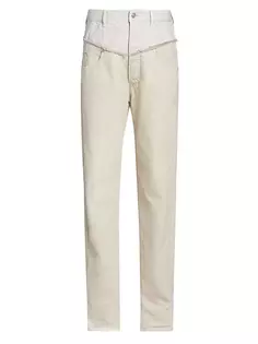 Двухцветные прямые джинсы Noemie с высокой посадкой Isabel Marant, экрю