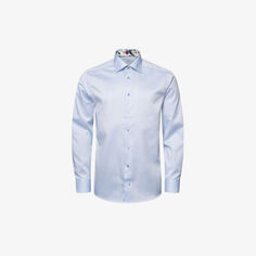 Рубашка узкого кроя из органического хлопка с цветочным принтом Eton, синий