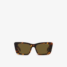 Солнцезащитные очки PR 08YS в форме бабочки из ацетата черепаховой расцветки Prada, коричневый