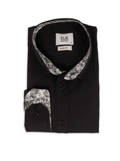 Жаккардовая классическая рубашка с цветочной отделкой Elie Balleh, черный