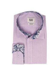 Жаккардовая классическая рубашка с цветочной отделкой Elie Balleh, лаванда