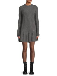 Мини-платье-свитер из шерсти и кашемира Sonia Rykiel, серый