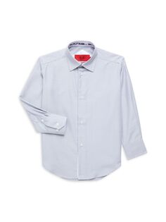 Полосатая классическая рубашка современного кроя для маленького мальчика Elie Balleh, серый