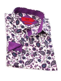Классическая рубашка современного кроя с цветочным узором пейсли для маленького мальчика Elie Balleh, фиолетовый
