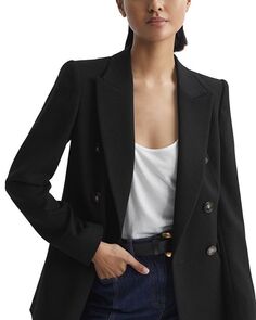 Двубортный пиджак из твила Lana REISS, цвет Black