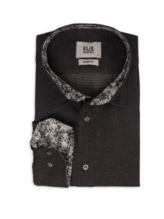 Жаккардовая классическая рубашка с цветочной отделкой Elie Balleh, серый