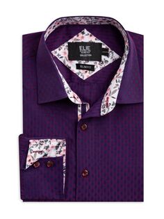 Рубашка узкого кроя из жаккардового горошка Elie Balleh, фиолетовый