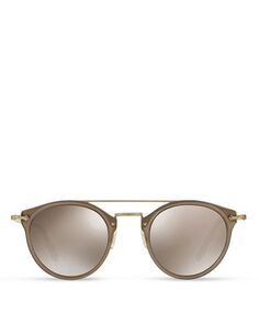 Круглые солнцезащитные очки Remick Brow Bar, 50 мм Oliver Peoples, цвет Tan/Beige