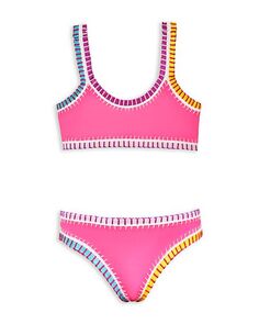 Спортивный купальник из двух частей с радужной вышивкой для девочек PQ Swim, цвет Pink